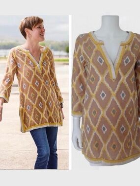 724 Calypso St Barth Linen Beaded Tunic Top